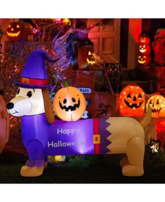 5 Feet Long Halloween Inflatable Dachshund Dog with Pumpkin