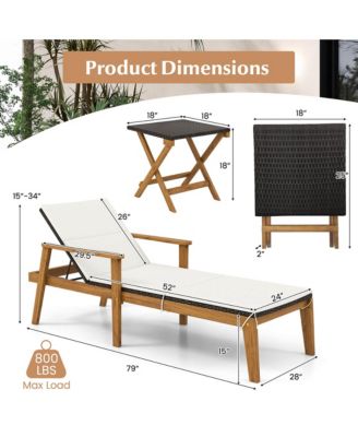 Set Of 4 Outdoor Chaise Lounge Chair Set w/ Armrests & 4-Level Backrest for Poolside