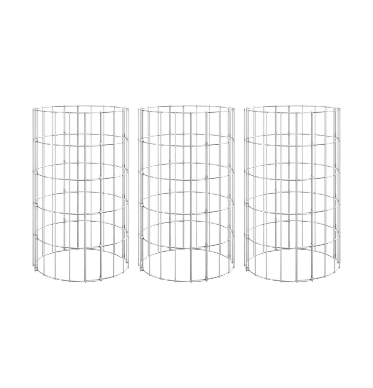 Circular Gabion Raised Beds 3 pcs Galvanized Steel 11.8&#x22;x19.7&#x22; - Silver