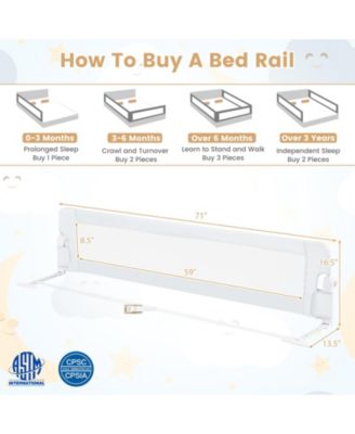 Kids Swing-Down Foldable Bed Rail Guard with Safety Strap Adjustable