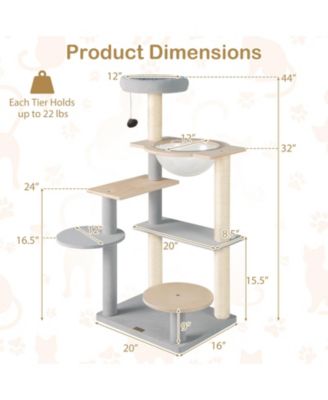 Modern Cat Tree Multi-level Cat Tower with Removable Padded Top Perch