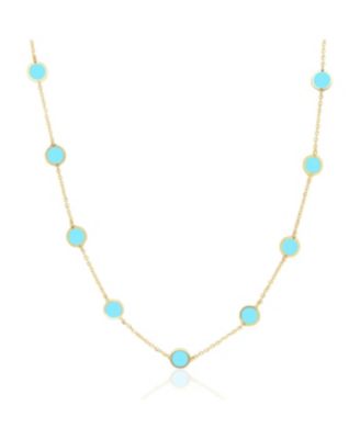 Turquoise Bubble Chain Necklace 14K Gold