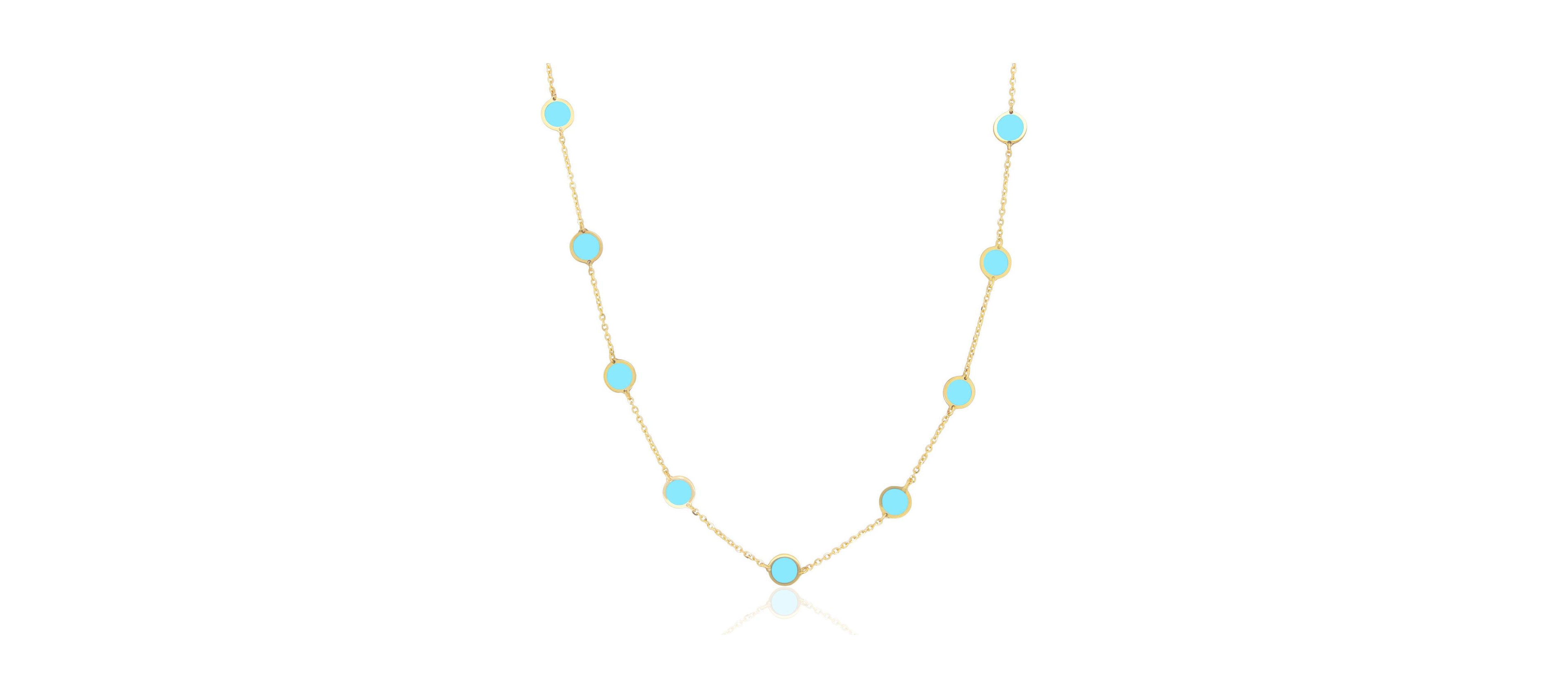 The Lovery Turquoise Bubble Chain Necklace 14K Gold