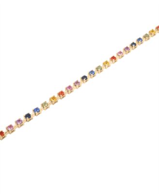 Lab Grown Multicolor Sapphire Flex Bracelet (2-1/8 ct. t.w.) in 14k Gold over Sterling Silver