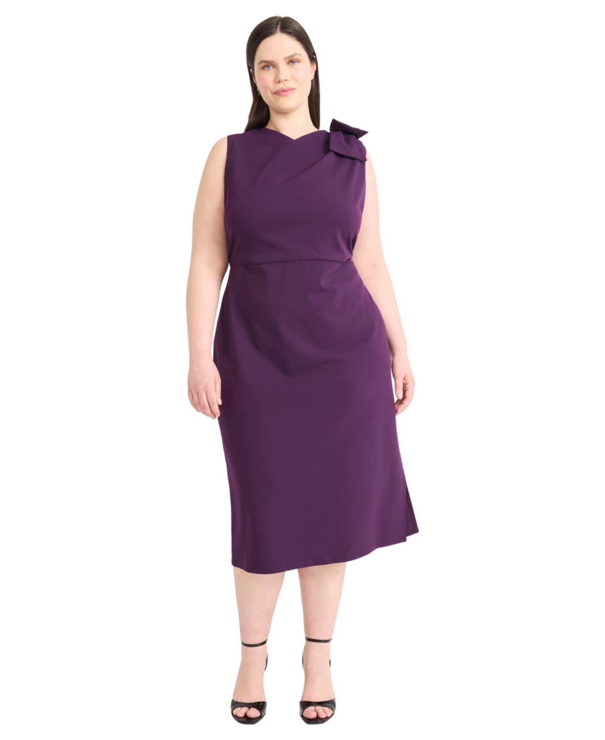 Plus Size Sleeveless A-Line Dress - Luxe Plum