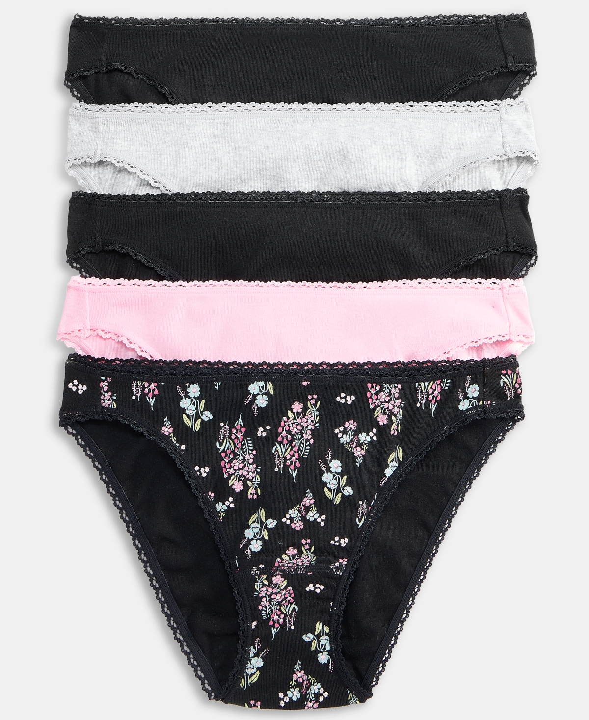 Charter Club Women's 5-pc. Cotton Ribbed Bikini Underwear 10021574200, Macy's Exclusive In Multi