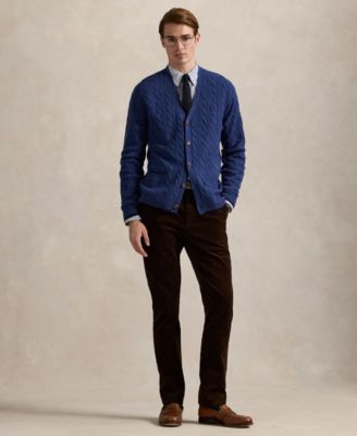 Men's Cable-Knit Wool-Cashmere Cardigan Sweater