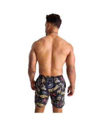 Men's 5.5" Black Pittsburgh Steelers The Neon Lined Classic Swim Trunks