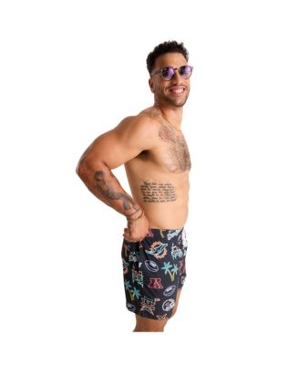 Men's 5.5" Black Miami Dolphins The Neon Lined Classic Swim Trunks
