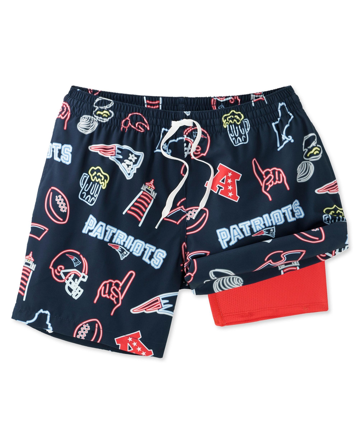 Men's 5.5" Navy New England Patriots The Neon Lined Classic Swim Trunks - Navy