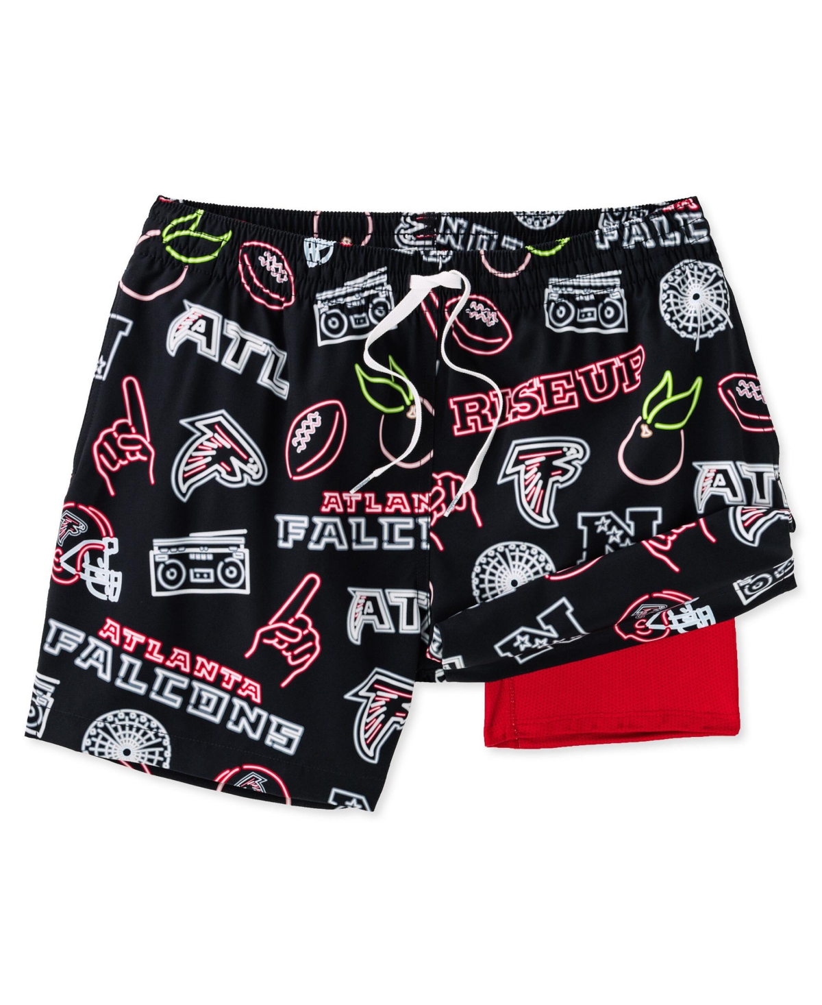 Men's 5.5" Black Atlanta Falcons The Neon Lined Classic Swim Trunks - Black