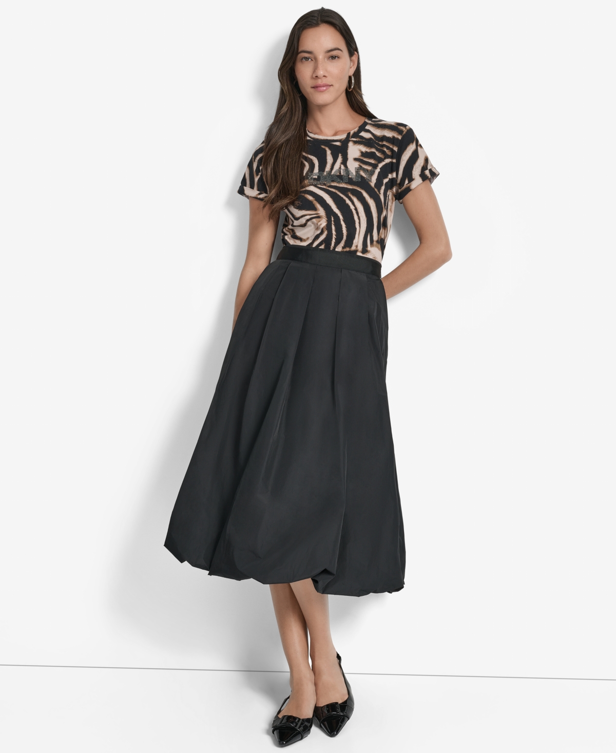 Dkny Woven A-line Bubble Skirt In Black