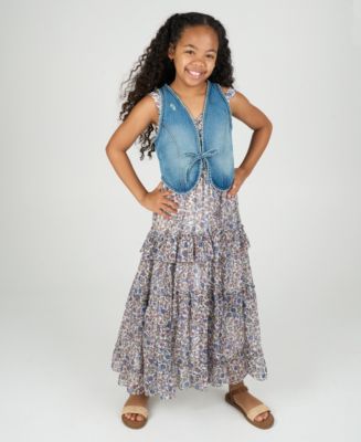 white christmas dresses Road Trip Denim Vest Dress – SPELL main image 1