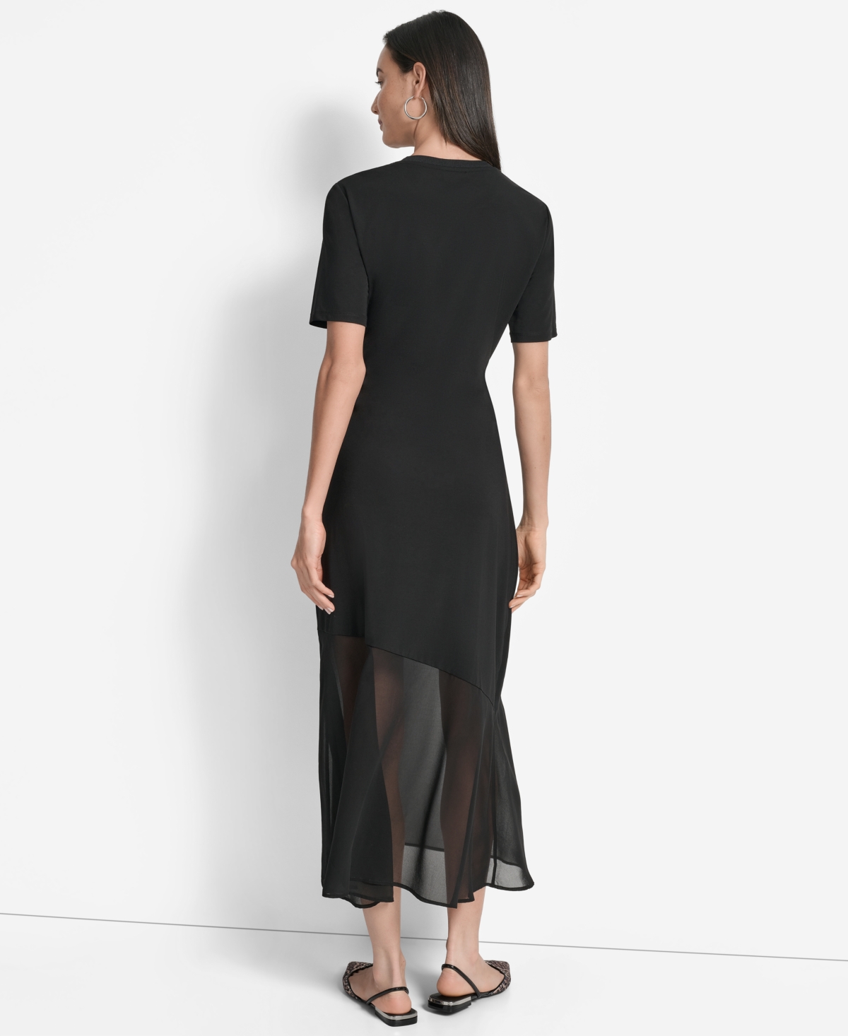 Dkny Mixed Media Maxi Dress In Black