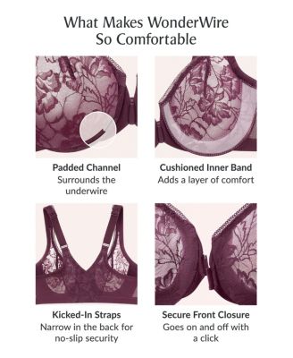 Full Figure Plus Size Lacey T-Back Front-Closure Wonderwire Bra Underwire 9246