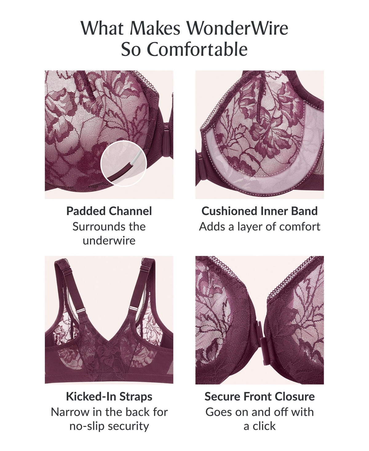 Glamorise Full Figure Plus Size Lacey T-back Front-closure Wonderwire Bra Underwire 9246 In Black