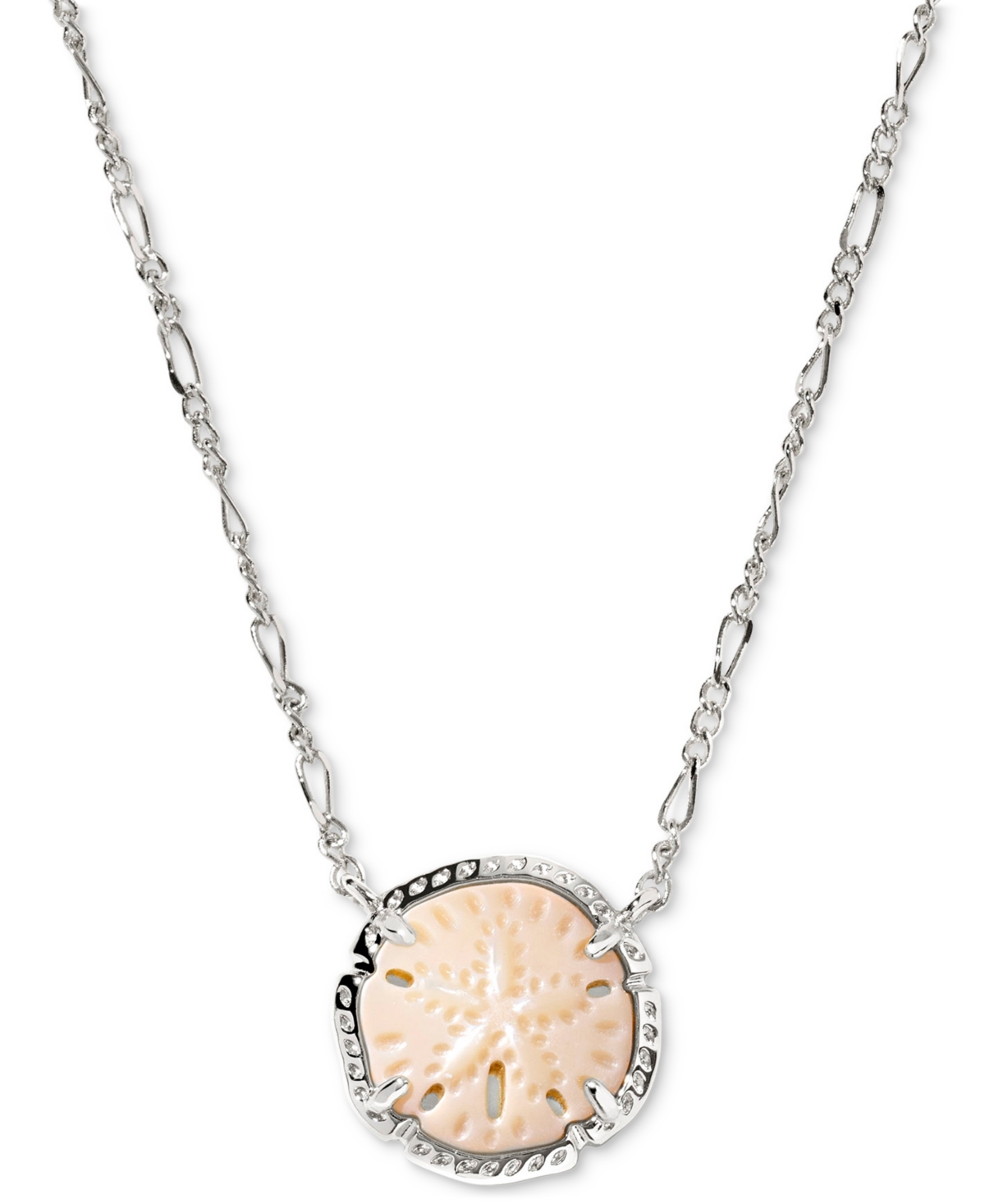 Sand Dollar Short Pendant Necklace, 17-2/5" + 3" extender - Natural Mother Of Pearl