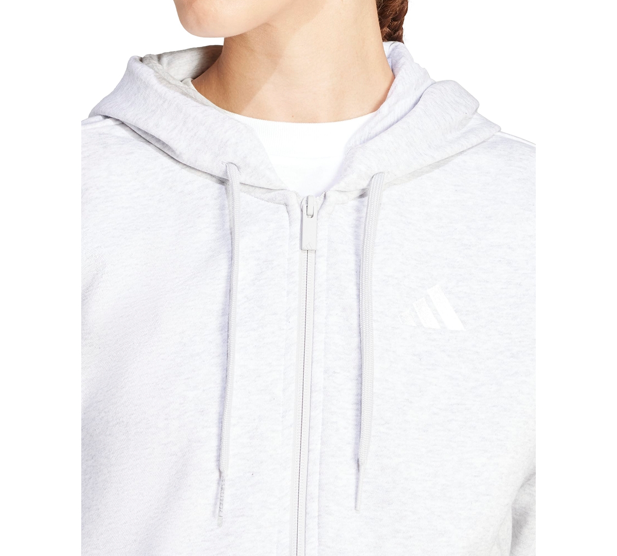 Adidas Originals Women's 3-stripe Logo Zip Hooded Track Jacket In White