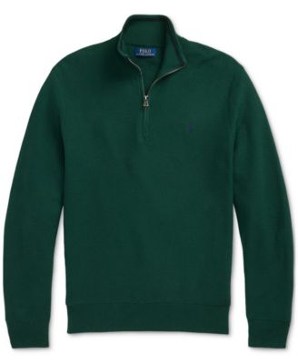 Men's Mesh-Knit Cotton Quarter-Zip Sweater