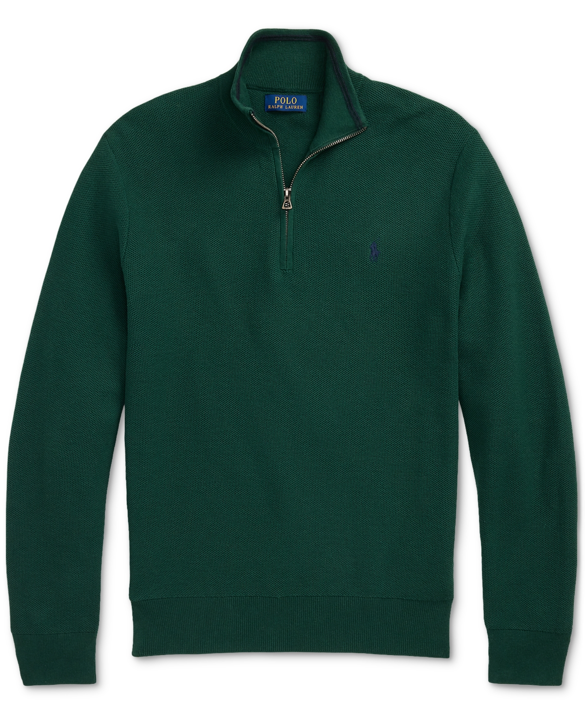 Polo Ralph Lauren Men's Mesh-knit Cotton Quarter-zip Sweater In Green