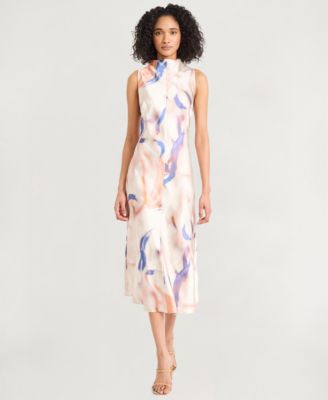 Luxely - Women's Printed High-Neck Sleeveless Dress