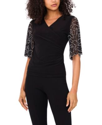 MSK - Women's V-Neck Short-Sleeve Top
