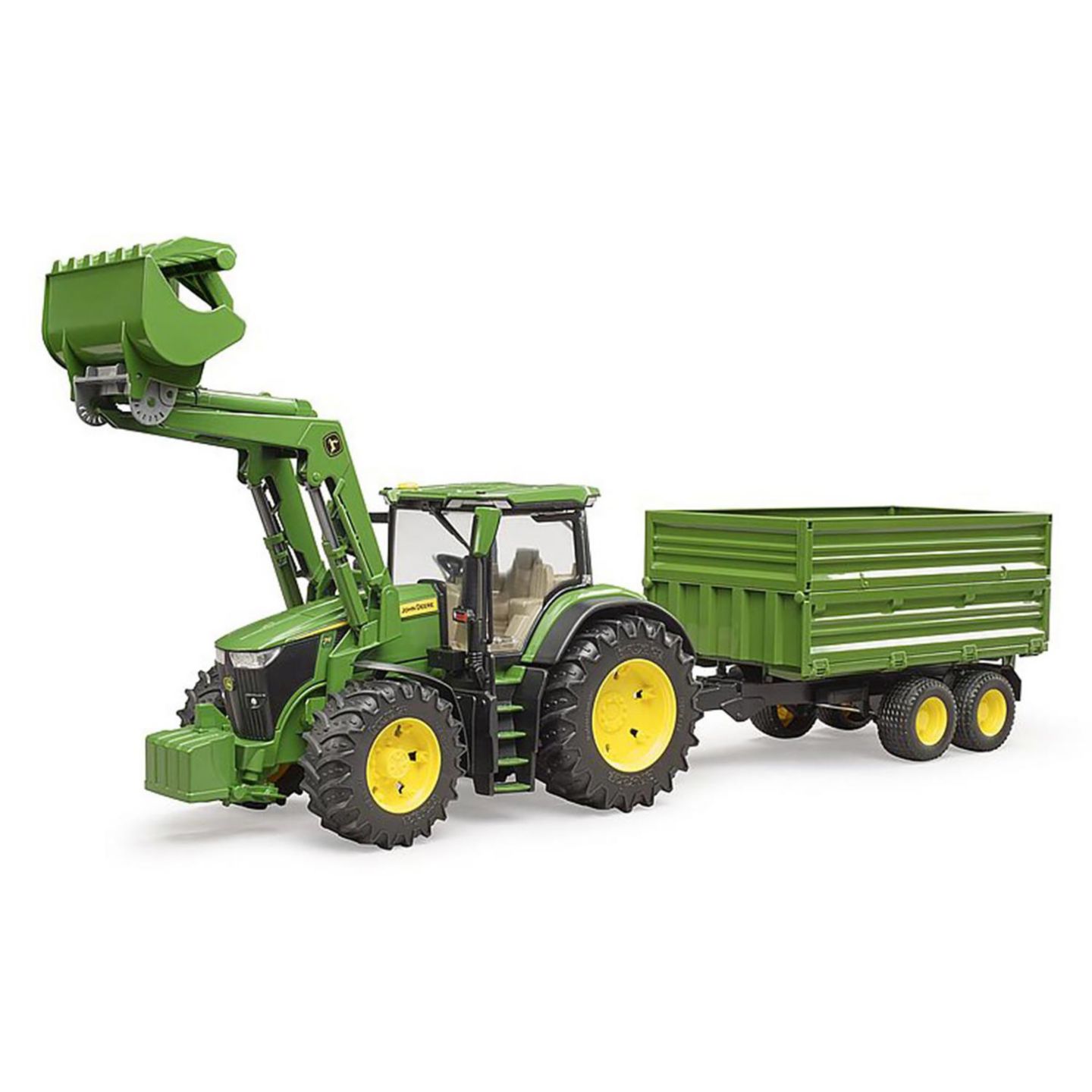 Детская игрушка Bruder 1:16 Scale John Deere 7R 350 Front Loader Tractor with Trailer — фото 2