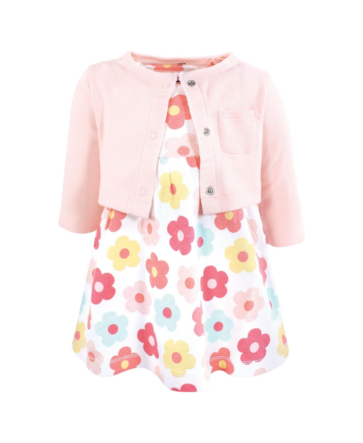 Hudson Baby Baby Girls Hudson Hudson Cotton Dress and Cardigan Set, Cheerful Flower - Cheerful flower