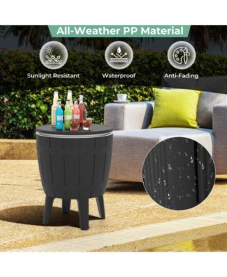 10 Gallon Cooler Bar Table Outdoor Coffee Table Ice Bucket with Telescopic Tabletop for Beer and Wine