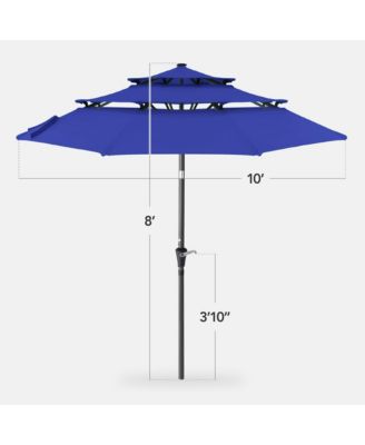 10ft 3-Tier Patio Umbrella, Market Sun Shade w/ Tilt Adjustment, Easy Crank