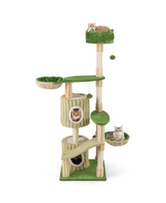 Multi-Level Aesthetic Stripped Kitten Tower with 2 Condos