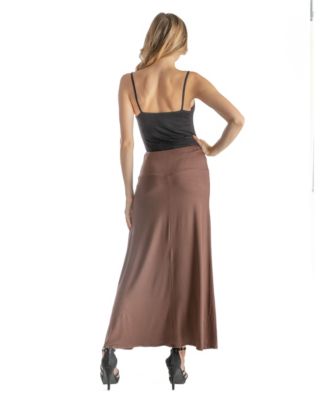 Petite Elastic Waist Solid Color Maxi Skirt