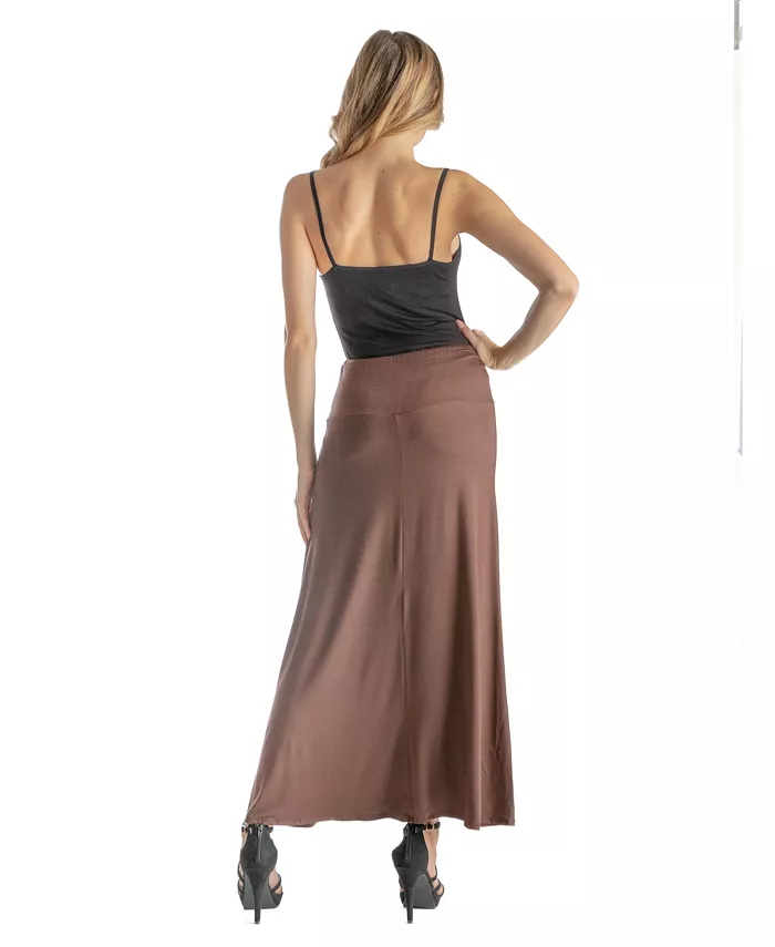 Petite Elastic Waist Solid Color Maxi Skirt - thumbnail 2