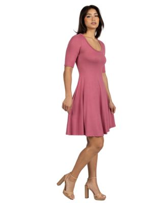 24seven Comfort Petite Apparel A Line Knee Length Dress Elbow Length Sleeves