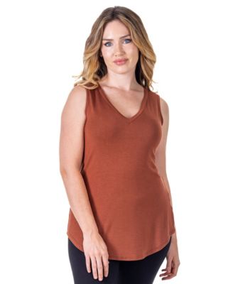 Petite V-Neck Tunic Tank Top with Round Hemline