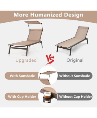 6-Position Recliner Lounge Outdoor Adjustable Reclining Chair Poolside