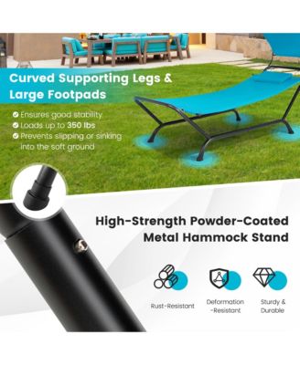 Chaise Lounge Bed with Detachable Sunshade Canopy Hammock and Rustproof Metal Stand