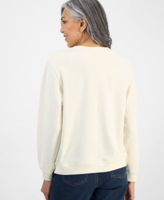 Petite Embroidered Crewneck Sweatshirt, Exclusively at Macy's