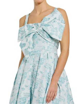 Women's Sleeveless Large Bow Detail Floral Brocade Dress