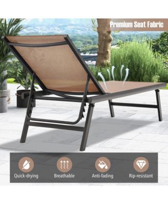 3pcs Patio Chaise Lounge Set Aluminum Recliner Chair Table Outdoor Adjust