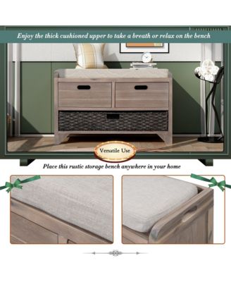 Streamdale Fully Assembled Shoe Bench with Storage and Basket