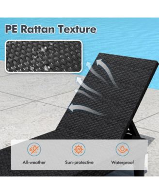 Rattan Textured PP Surface Waterproof Outdoor Chaise Lounger Chair