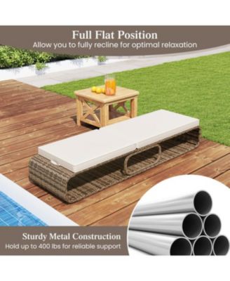 7-Position Adjustable PE Rattan Outdoor Chaise Lounge Chair