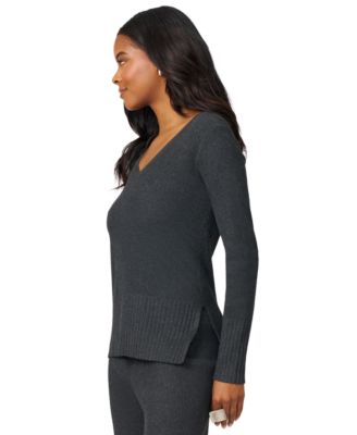 Petite Ribbed-Knit V-Neck Tunic & Pant Sweater Set
