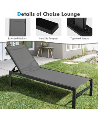 Patio Chaise Lounge Outdoor Adjustable Lounge Chair W/ 6-Position Backrest