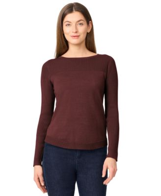 Women's Petite Boat Neck Long-Sleeve Sweater