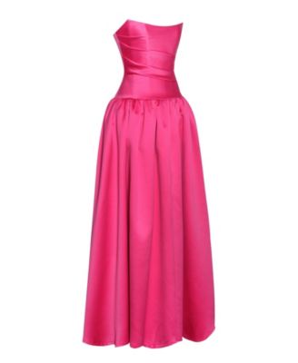Women's Walterina Fuchsia Satin Strapless Drop Waist Corset Gown