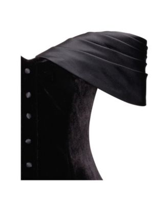 Women's Echo Black Velvet Off-shoulder Pleated Mini Dress