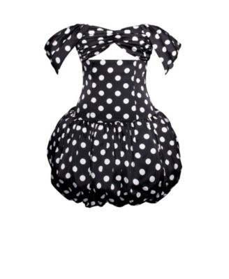 Women's Umika Black Polka Dots Bubble Hem Mini Dress