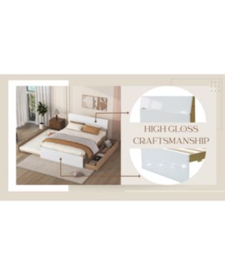 Streamdale Modern Full Bed Frame with Trundle and Drawers